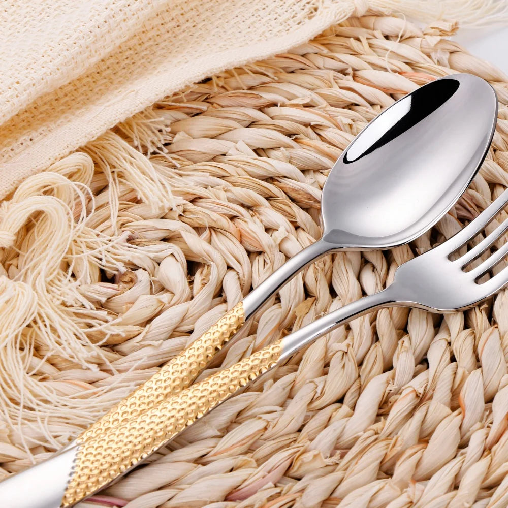Hammered-Handle Stainless Steel Dinner Spoons