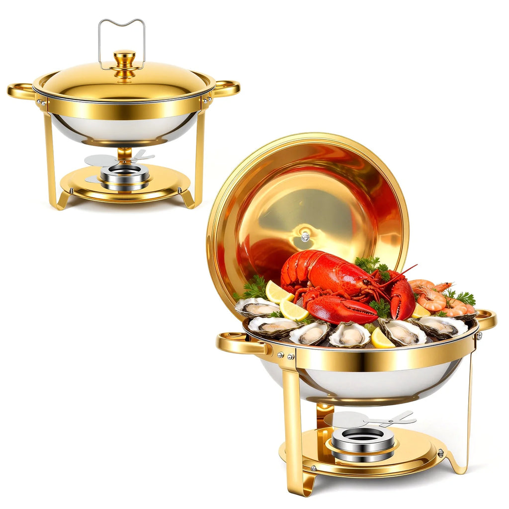 Round Stainless Steel Chafing Dishes — Assorted Packs