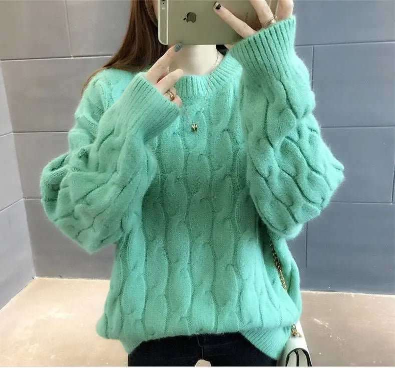 Women's Loose Round-Neck Knit Pullover