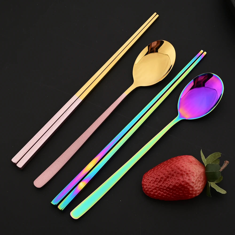 PINKTEN Spoons and Chopsticks — 10 Pieces