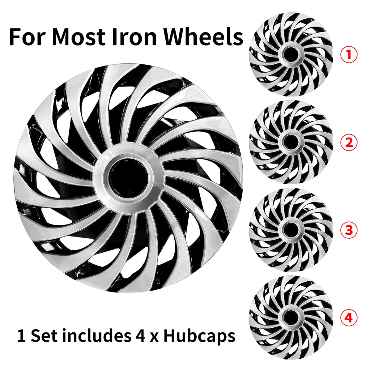 MOTENIO 15-Inch Wheel Covers – Set of 4