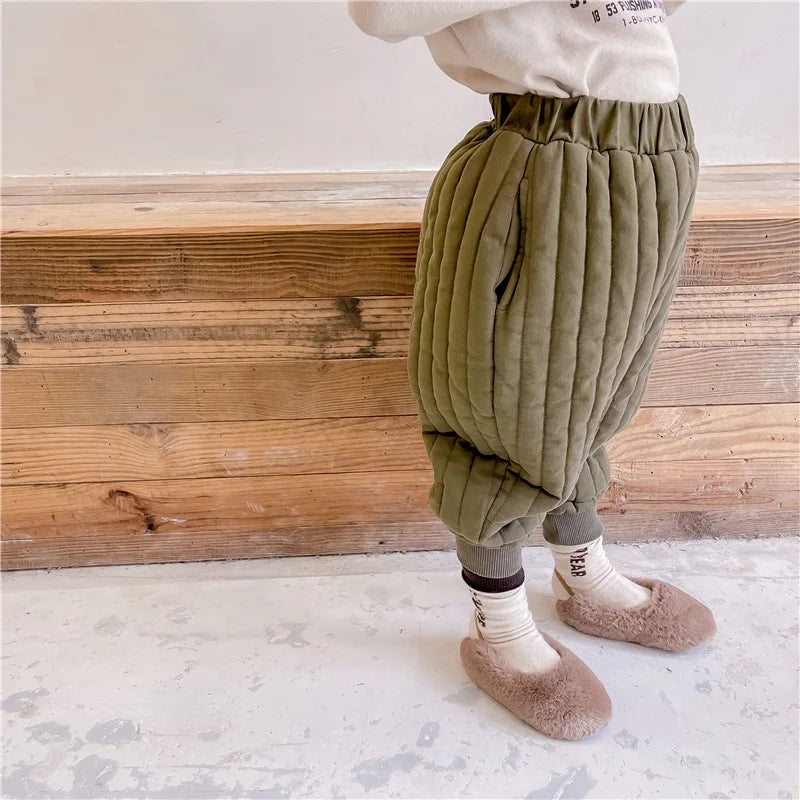 Children's Clothing From 2 To 7 Years Winter Kids Warm Cotton-Padded Trousers Baby Girls Thick Pants Toddler Boys Wear Clothes Whispering Desires Shoppe
