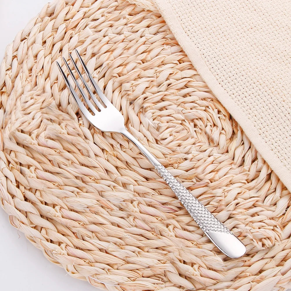 Hammered-Handle Stainless Steel Dinner Forks