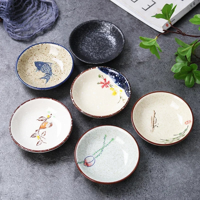 Flower and Bird Ceramic Sauce Dish — 9.5 cm