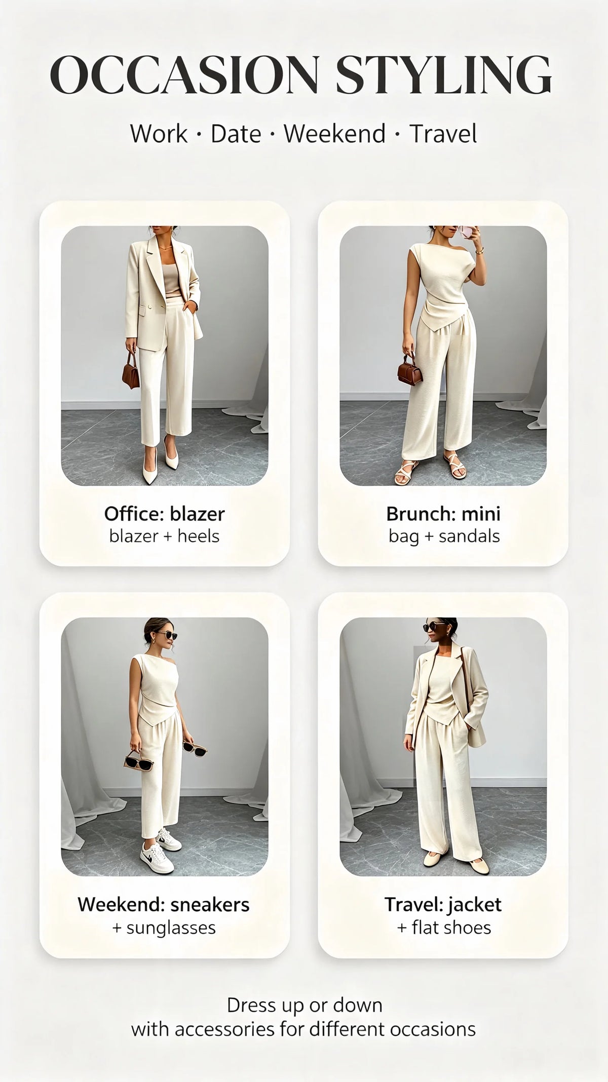 Women's Asymmetric Top and Wide-Leg Pants Set