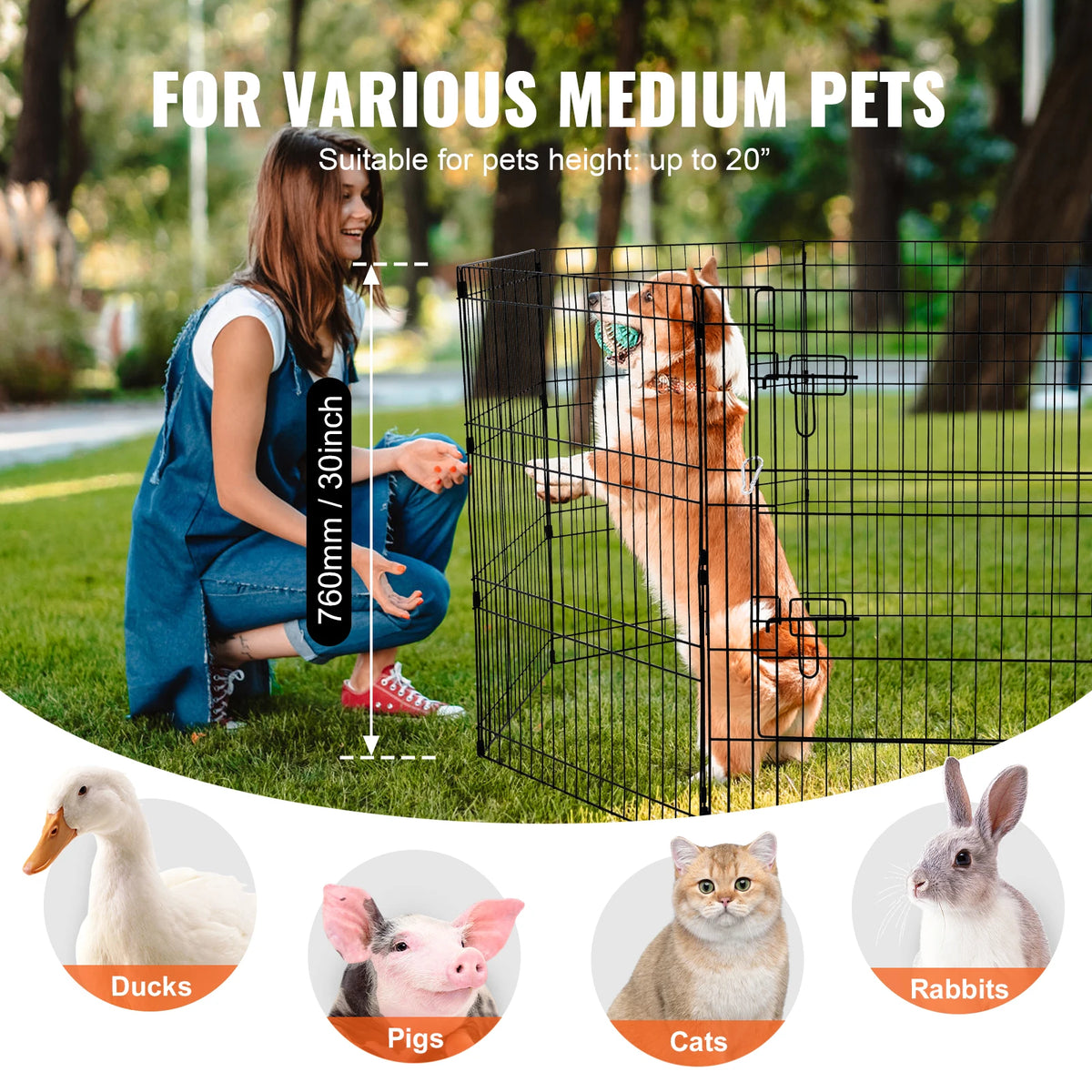 VEVOR Eight-Panel Dog Playpen with Fabric Cover