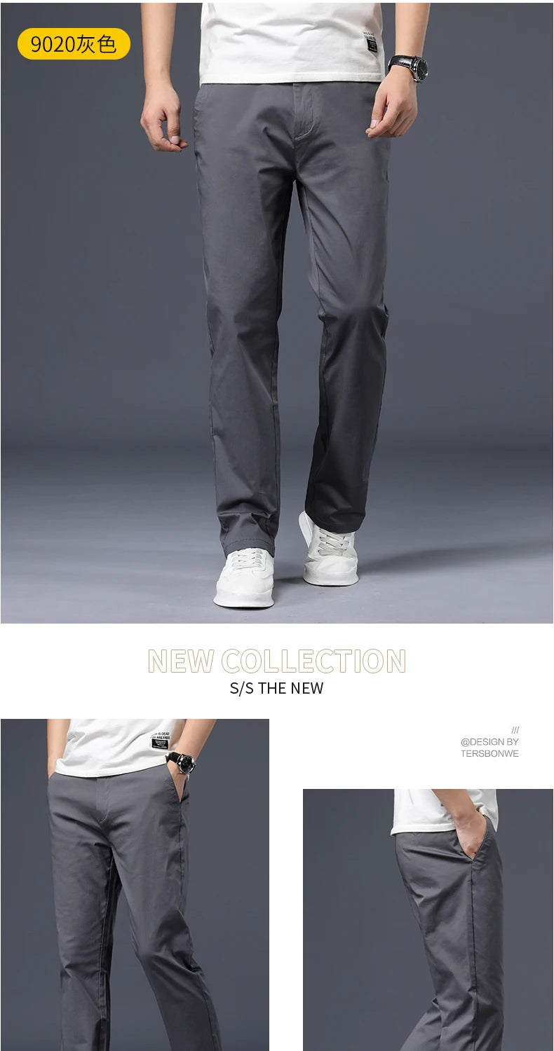 Men's Cotton-Blend Straight-Leg Stretch Pants