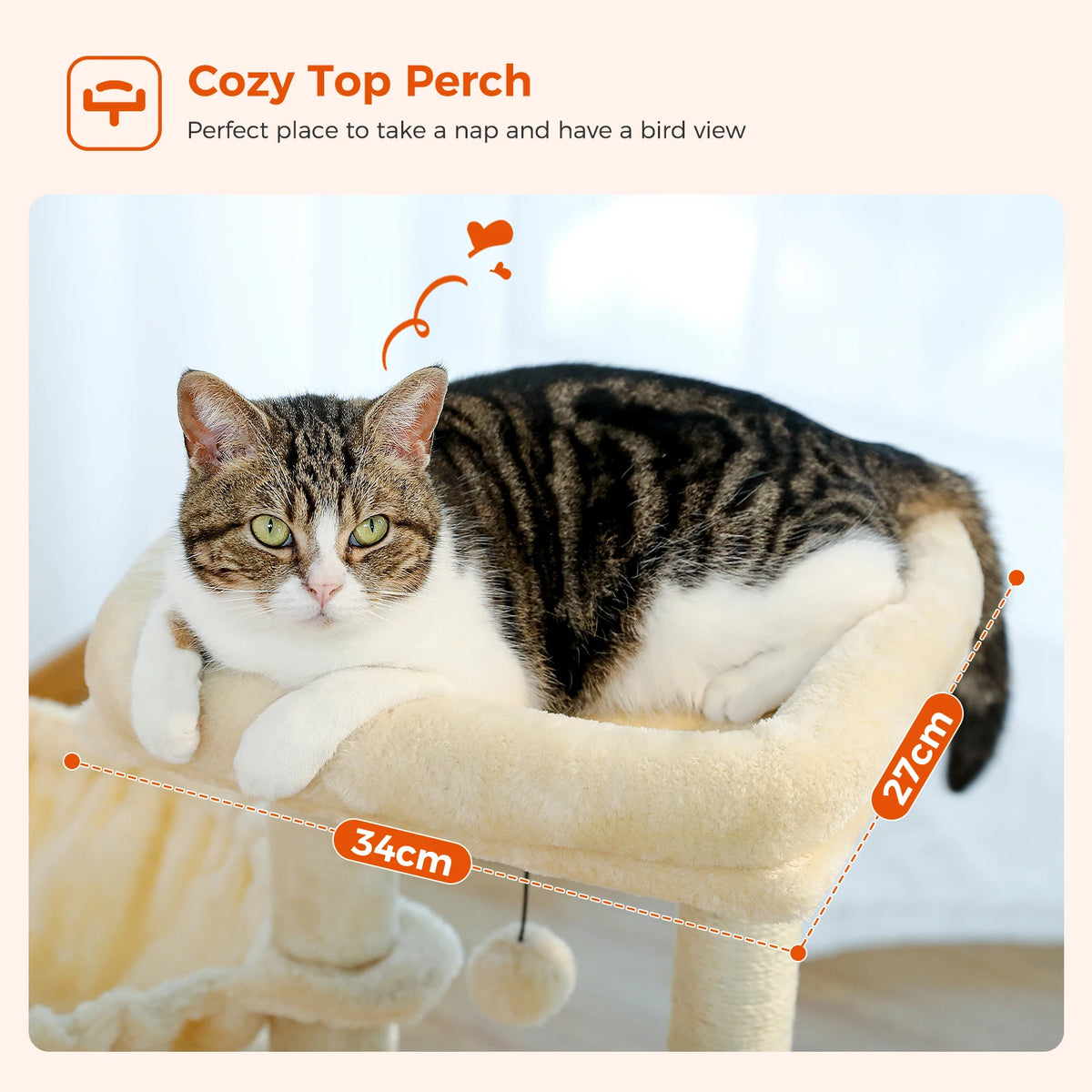 Compact Cat Tree with Removable Perch & Hammock