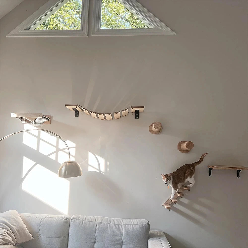 Wall-Mounted Four-Step Cat Climbing Shelf