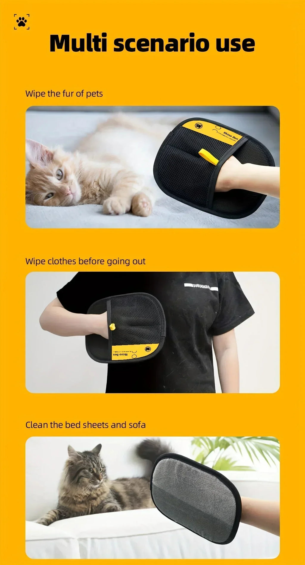 2‑Pack Pet Hair Removal Grooming Gloves, Double‑Sided Gentle Shedding Brush Gloves for Cats & Dogs, Pet Fur Remover Massage Grooming Tool Whispering Desires Shoppe