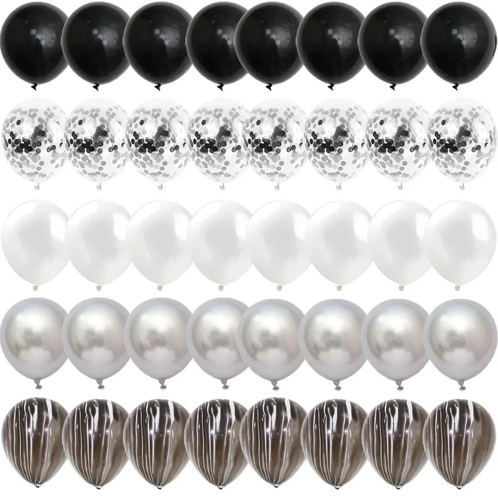 Black Confetti Latex Balloon Sets, 40 Pieces