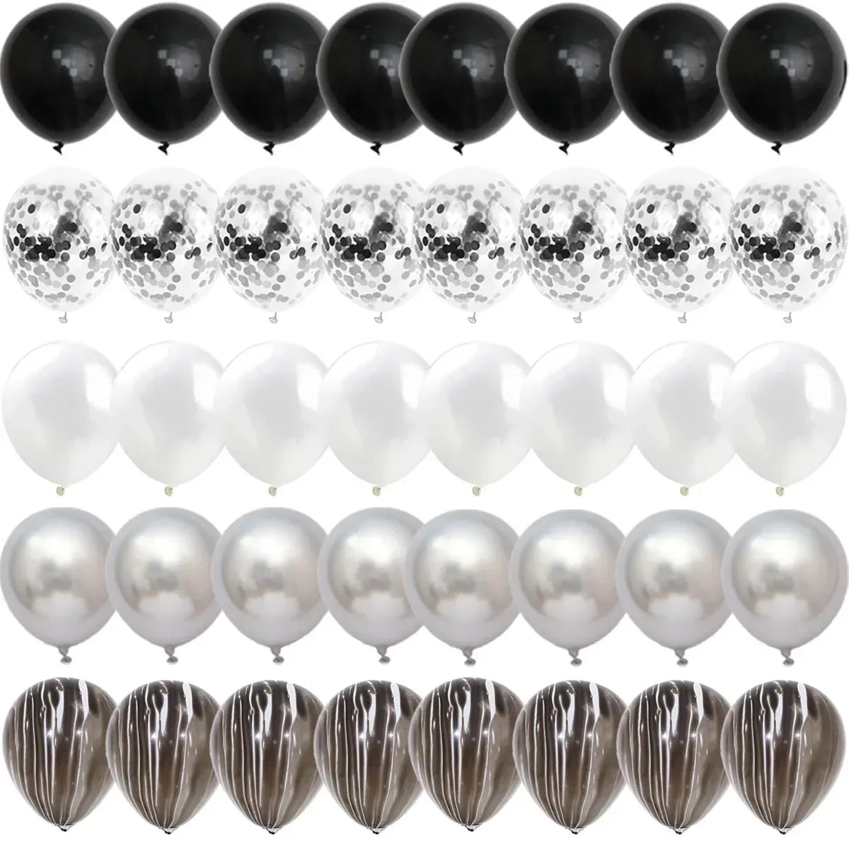Black Confetti Latex Balloon Sets, 40 Pieces