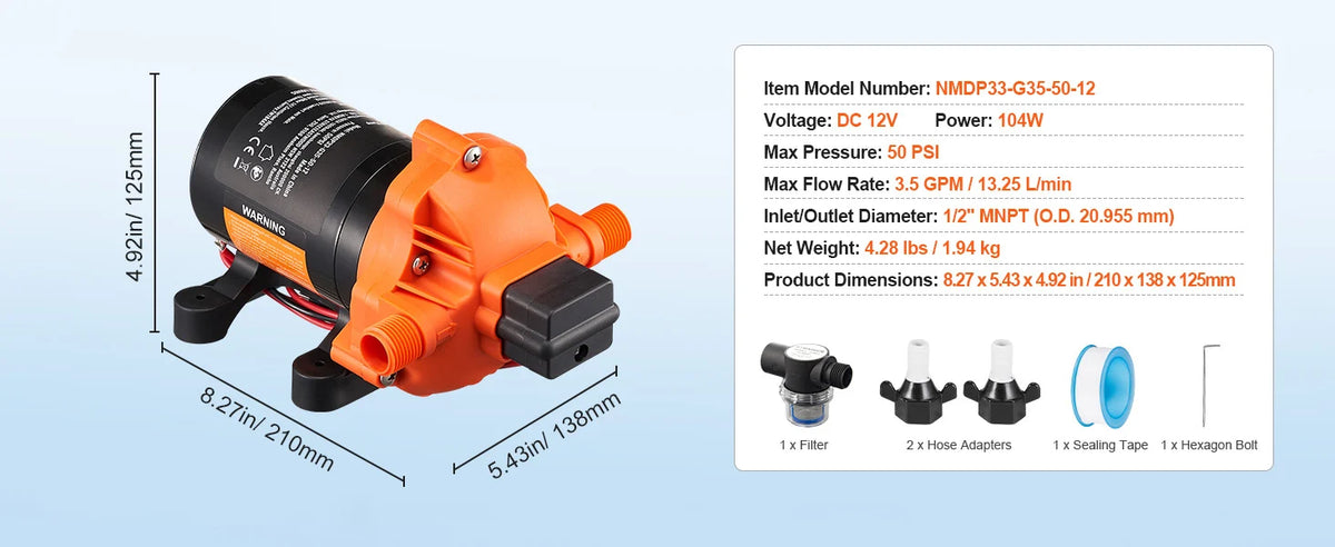 SucceBuy 12V Diaphragm Water Pump