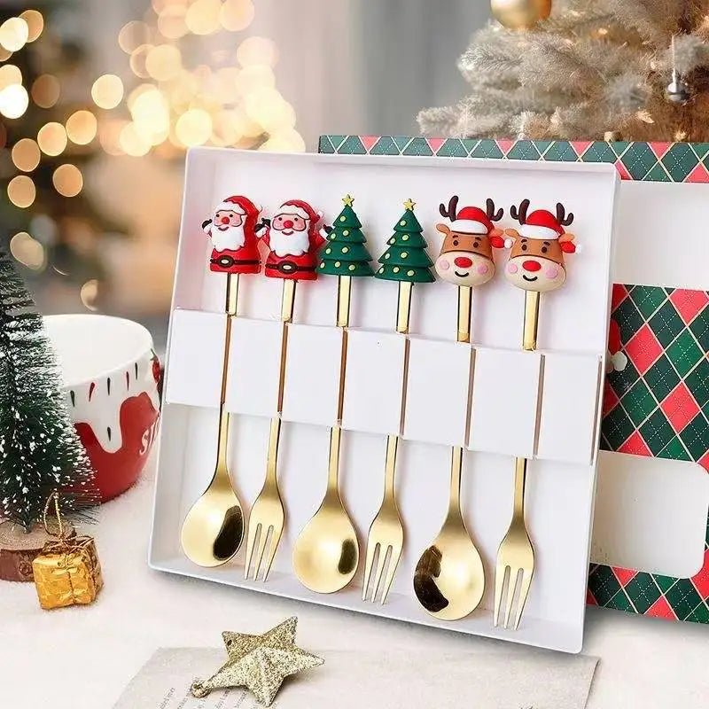 Christmas Stainless Steel Spoons and Forks — 4 Pieces