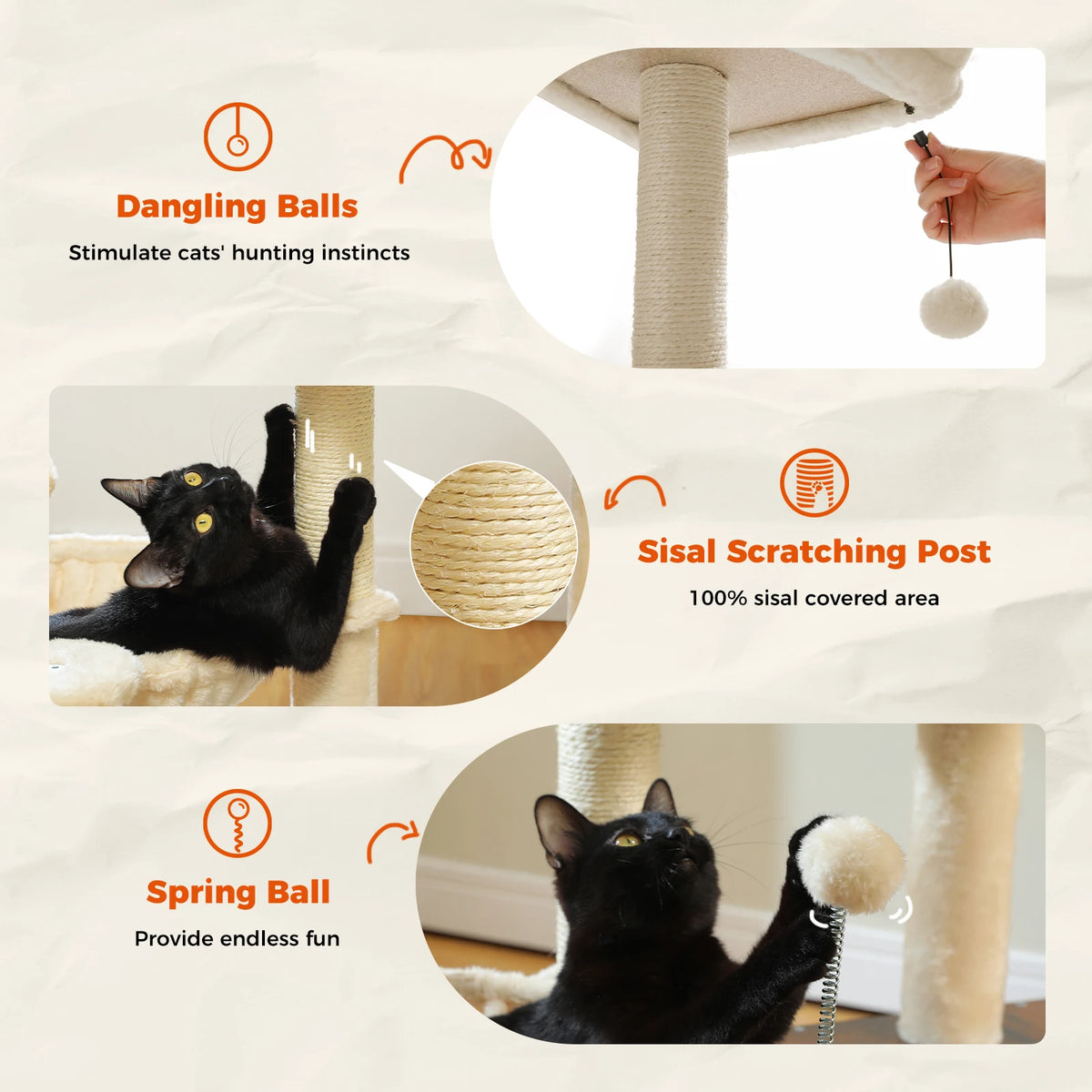 110cm Cat Tree with Condo & Hammock
