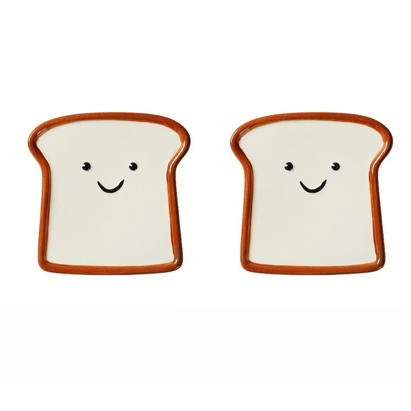 Smiling Toast-Shaped Ceramic Snack Dish