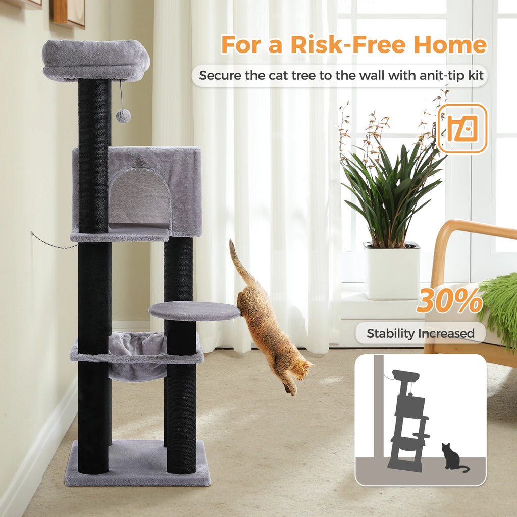 147cm Cat Tree with Large Condo & Hammock