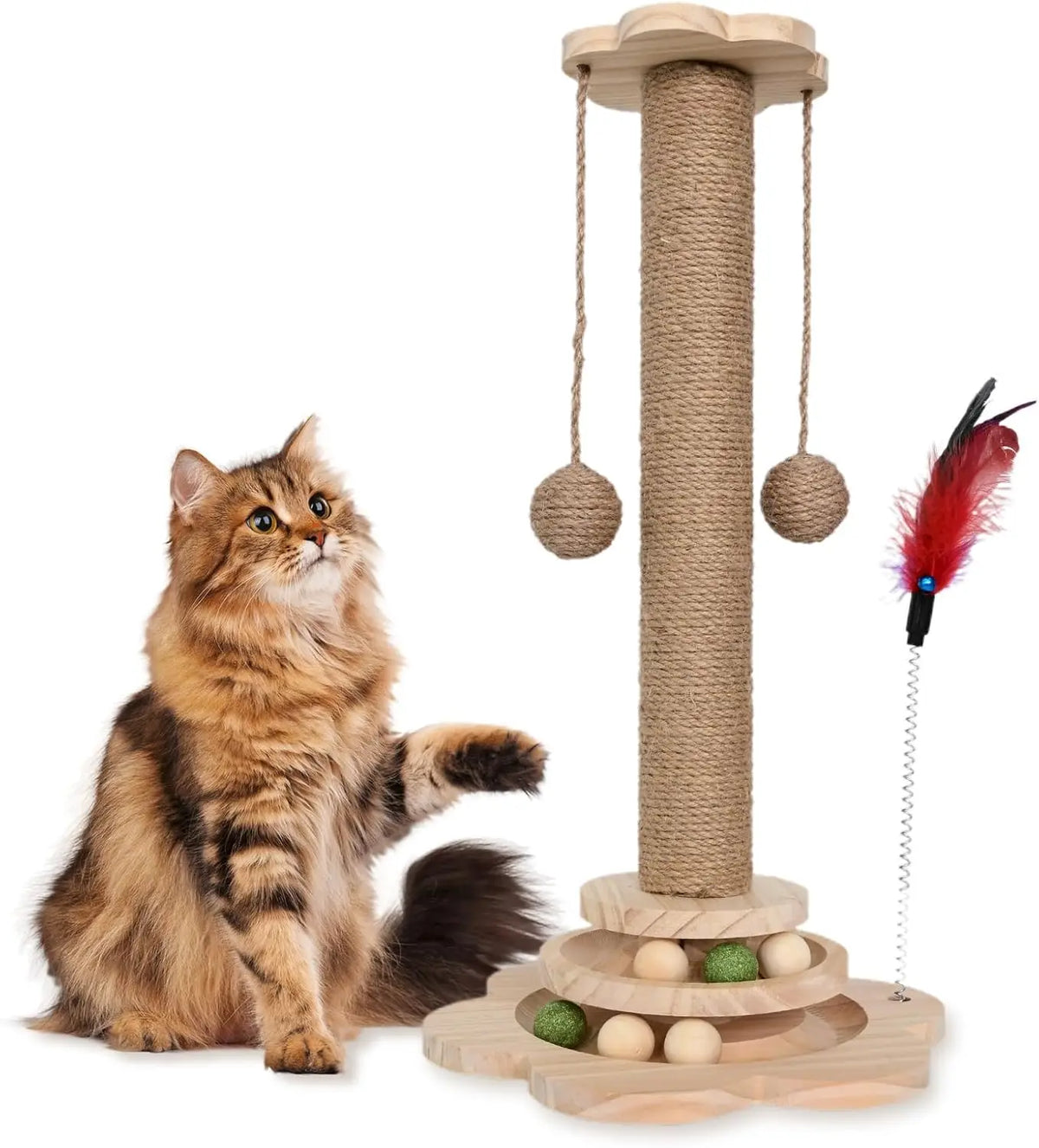 Wooden Cat Scratching Board with Rotating Platform