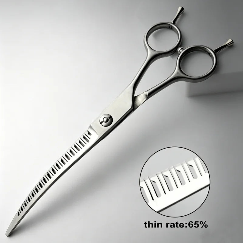 Wingsbro 7'' Curved Chunkers Shears Curved Thinning Shears Stainless Steel Dog Grooming Cat Curved Scissors Light Weight Special Whispering Desires Shoppe