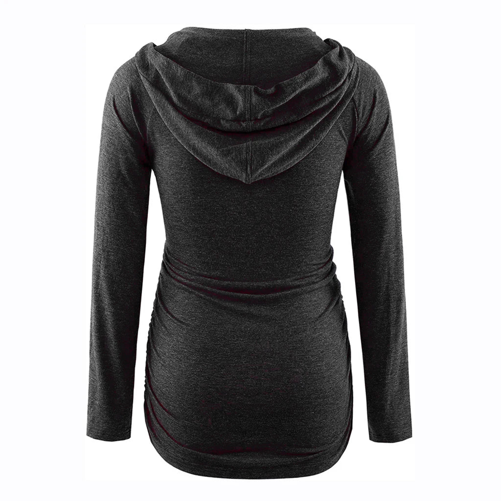 Striped V-Neck Maternity Hoodie