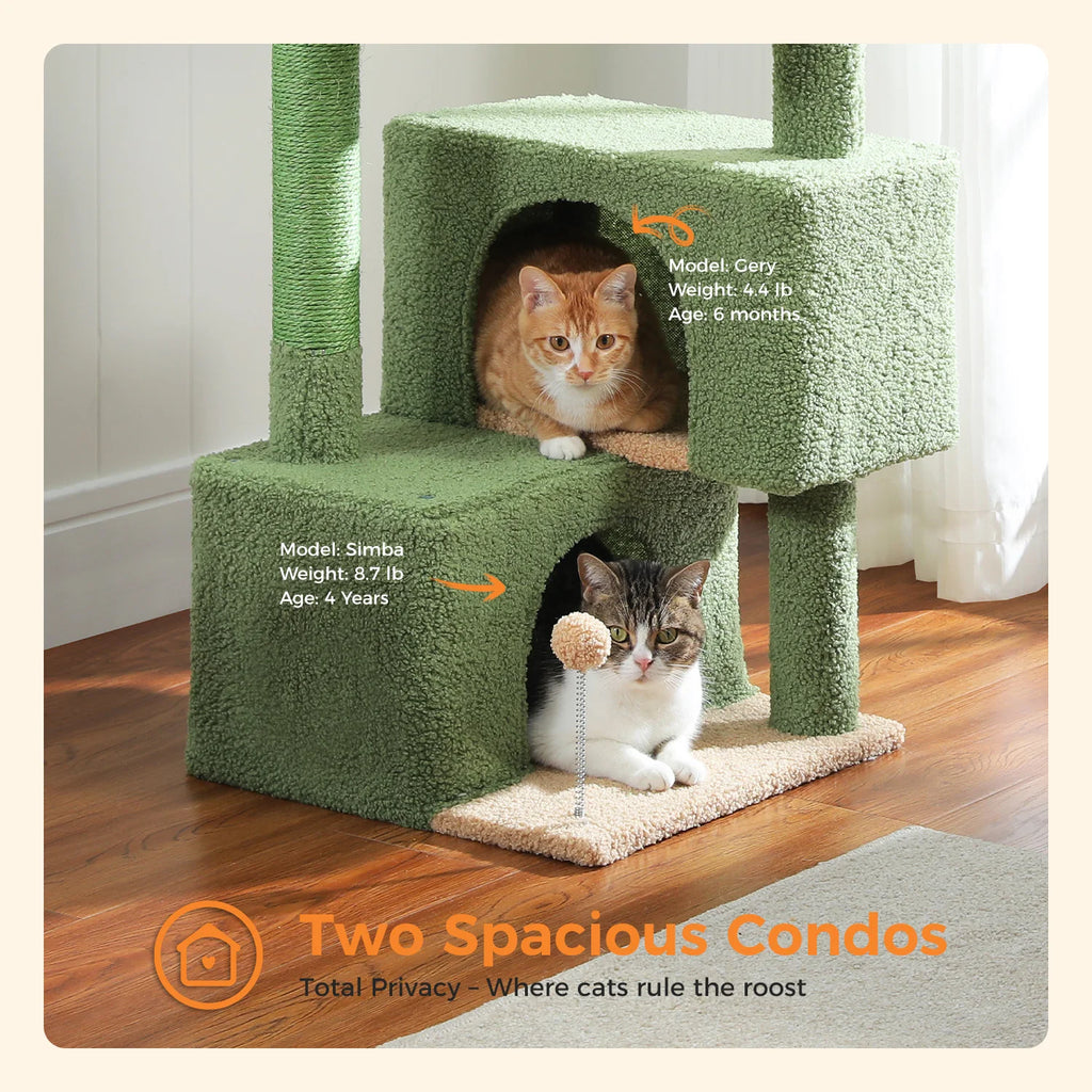 Cactus Cat Tree Small Cat Tower with Spacious Condo,Cozy Hammock,Dangling Ball,Scratching Post Cat Accessories for Indoor Cats Whispering Desires Shoppe
