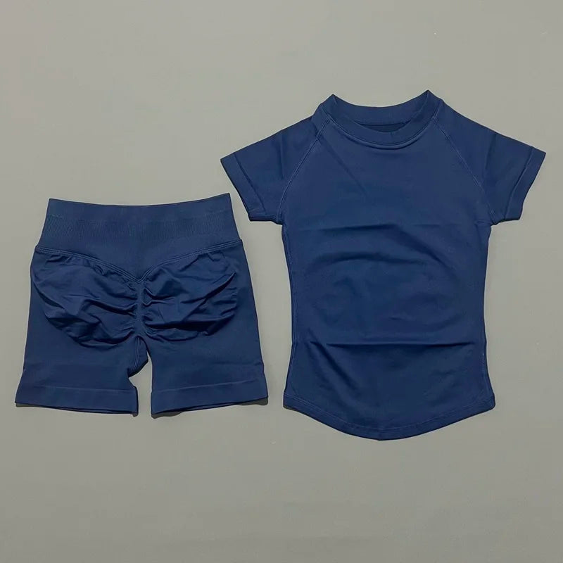 Women's Ribbed Short-Sleeve Top and Shorts Set