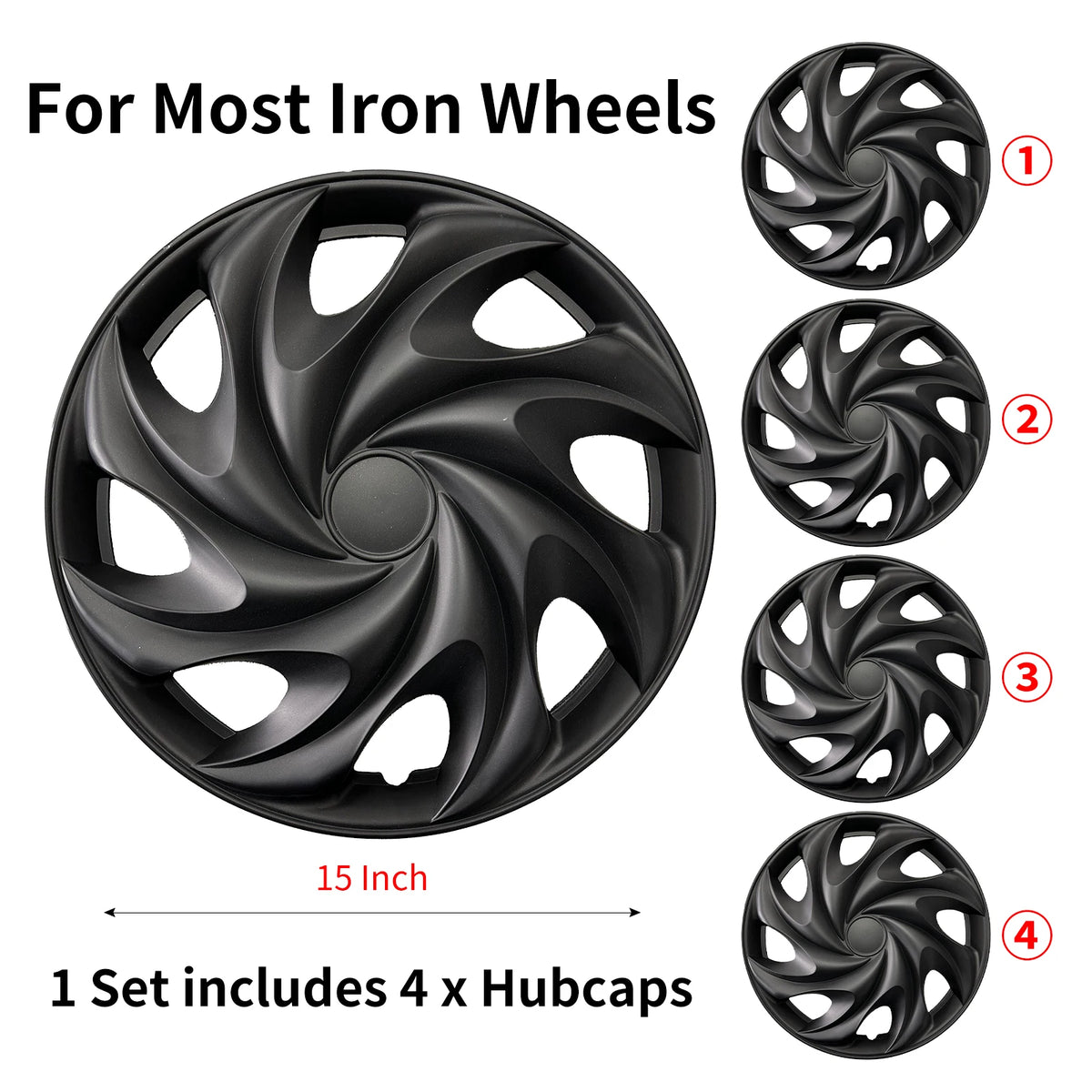 MOTENIO 15-Inch Wheel Covers – Set of 4