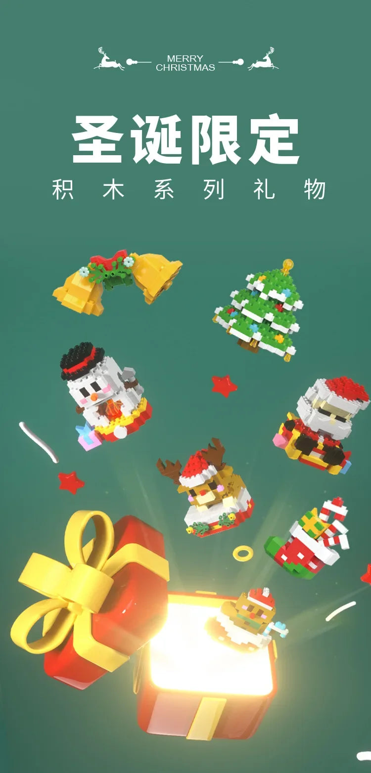 Santa & Reindeer Holiday Micro Building Block Sets