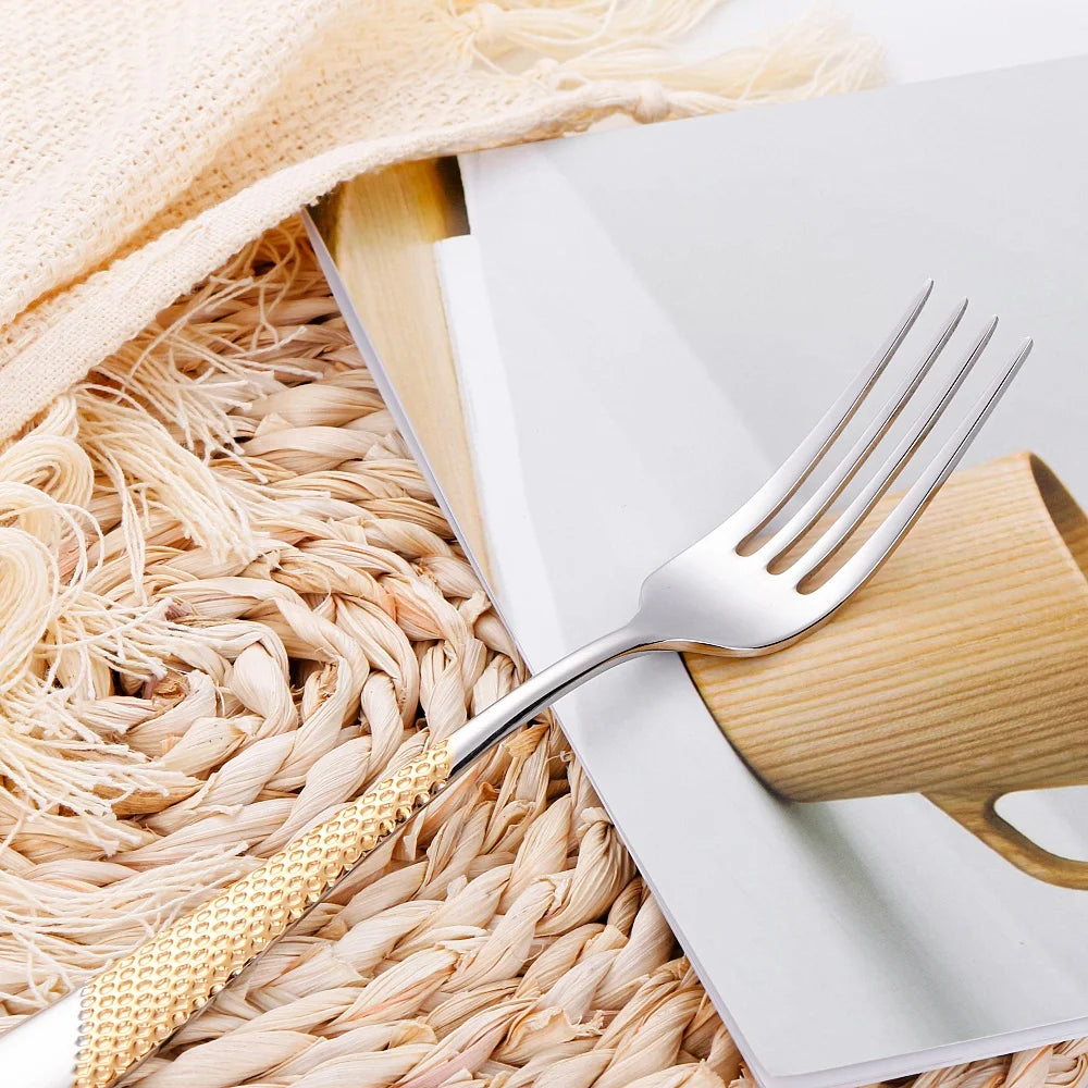 Hammered-Handle Stainless Steel Dinner Forks