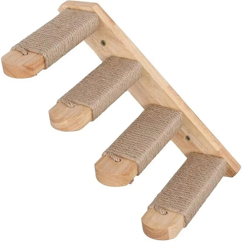 Pine Wood Corner Cat Hammock & Steps Set