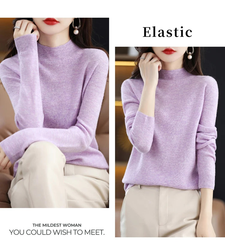 Women's Wool Mock-Neck Knit Sweater