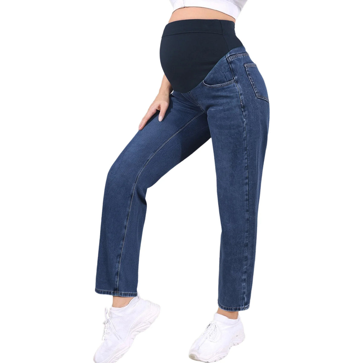 Pregnant Women Jeans High Waist Support Belly Maternity Hip Lifting Elastic Denim Pants Shorts for Daily Work Street Loungewear Whispering Desires Shoppe