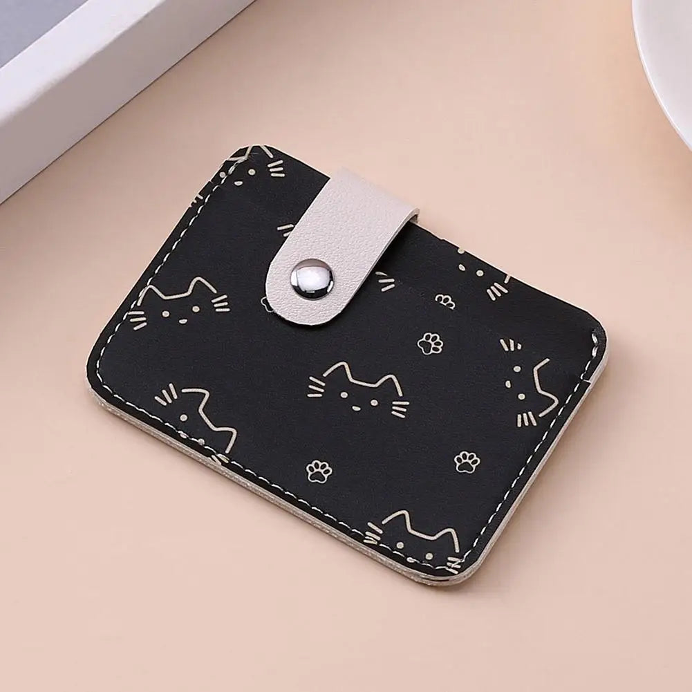 Women's Cat-Print Mini PU Wallet