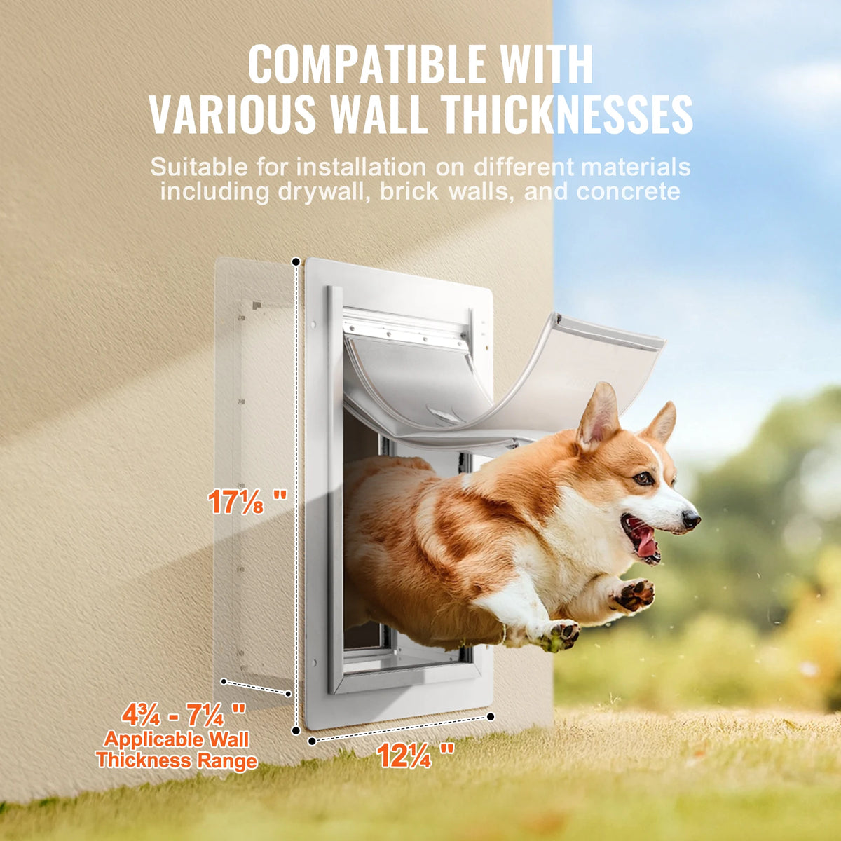 SucceBuy Pet Door Metal Frame with Lock and 3-Flap System Weatherproof Doggy Door Easy to Install in Interior or Exterior Walls Whispering Desires Shoppe