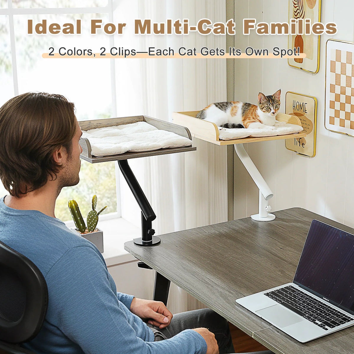 360° Rotating Desk-Mounted Cat Bed
