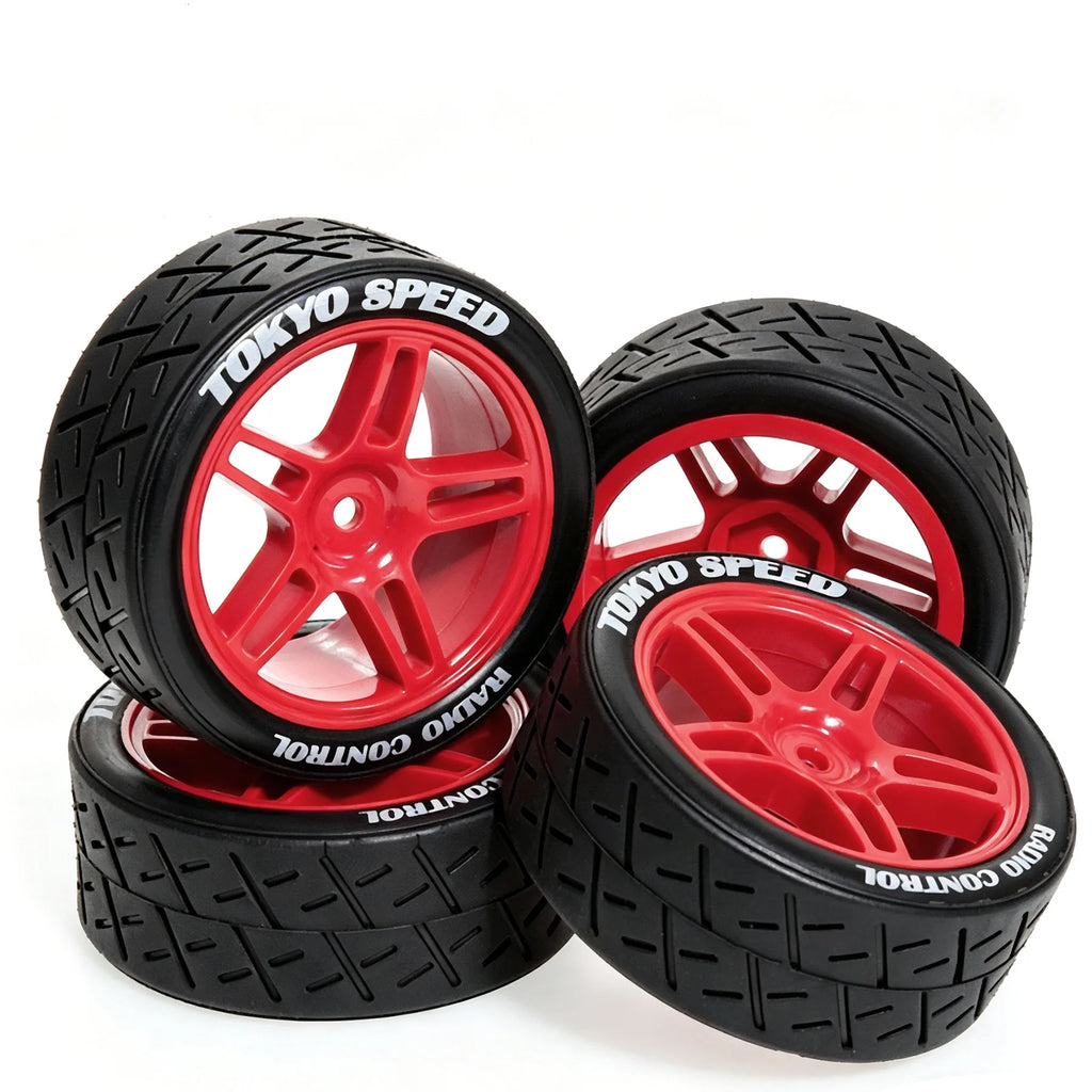 1:10 RC Car Tires & Wheels – Set of 4, 12 mm Hex