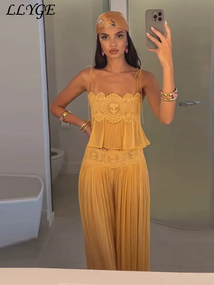 Women's Lace-Look Top and Pants — Top or Set Options