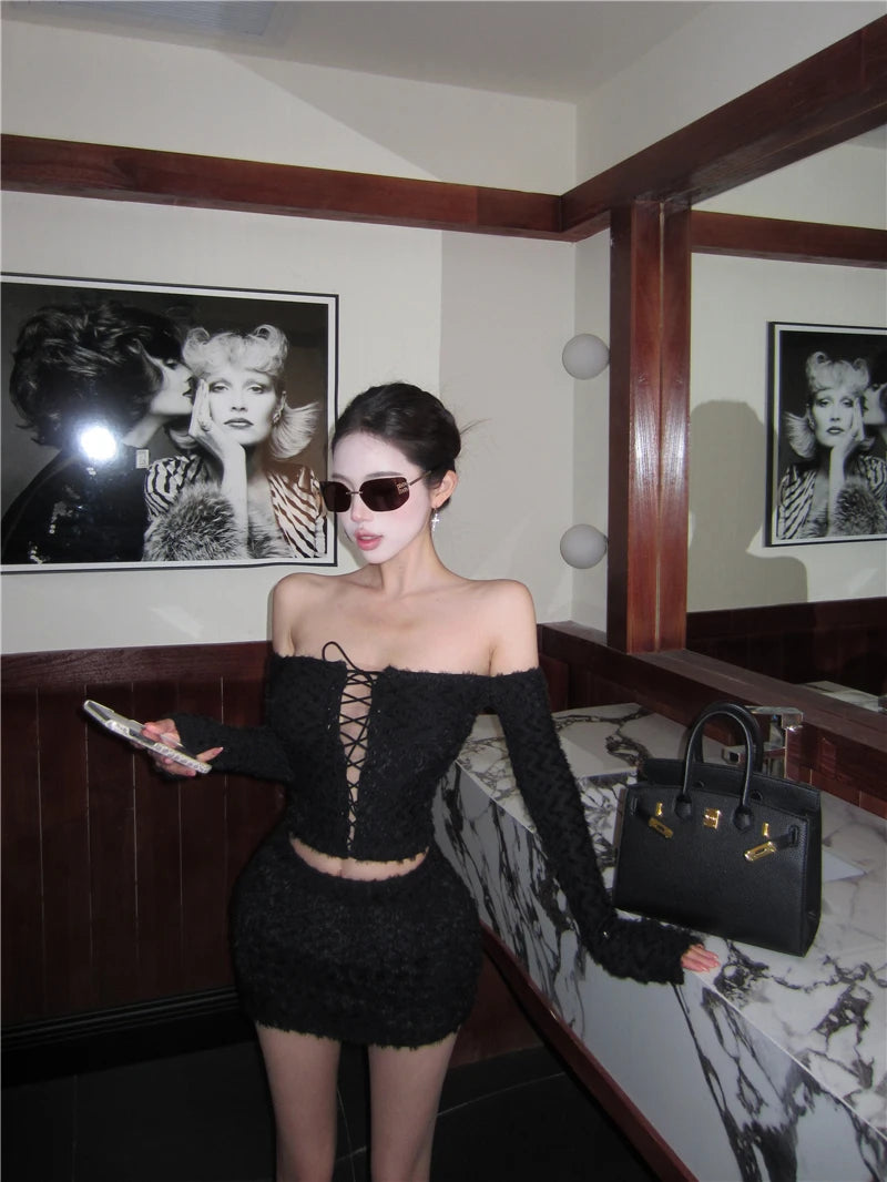 Cross-Strap Knit Top & Mini Skirt Separates