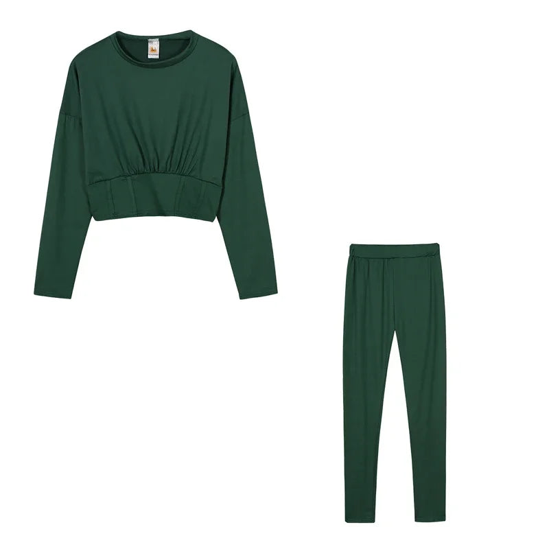 Women's Solid-Color Two-Piece Casual Outfit