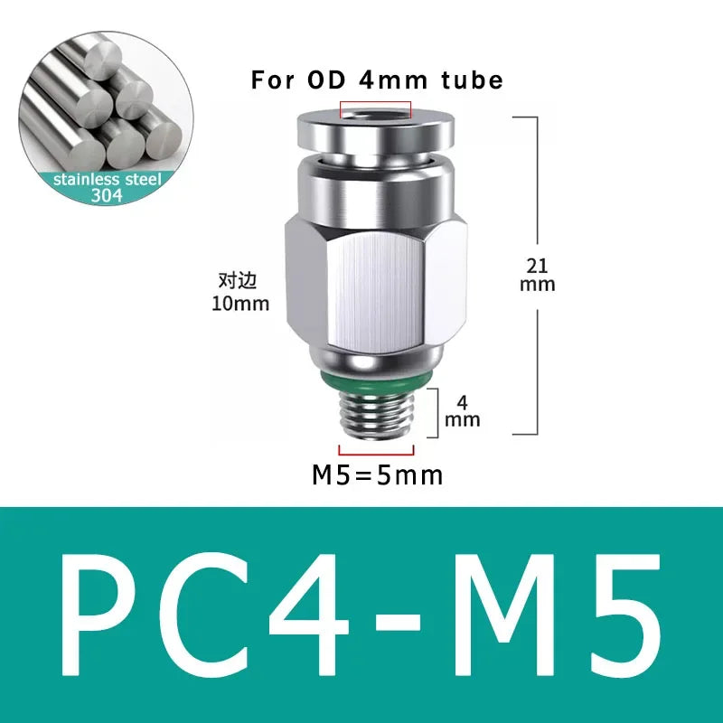 304 Stainless Steel Pneumatic Connectors — Assorted Packs