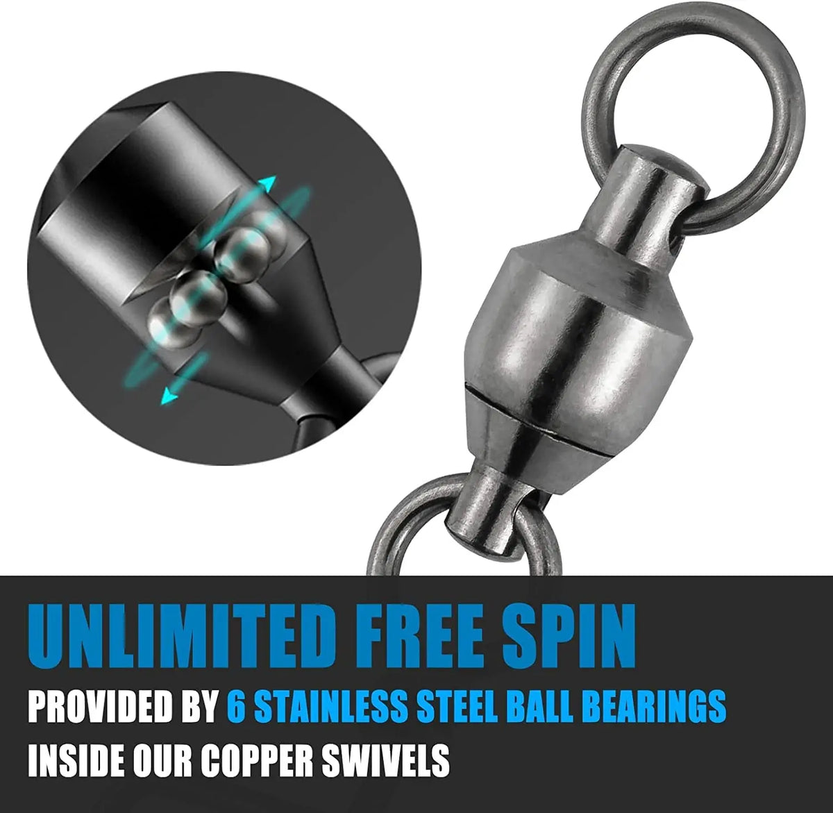 FishTrip Ball-Bearing Coastlock Snap Swivels