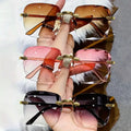 Three-Piece Rimless-Style Fashion Sunglasses Set