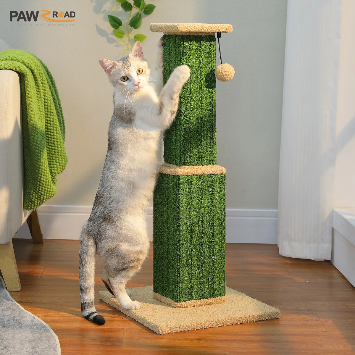 Tall Sisal Cat Scratching Post with Dangling Ball
