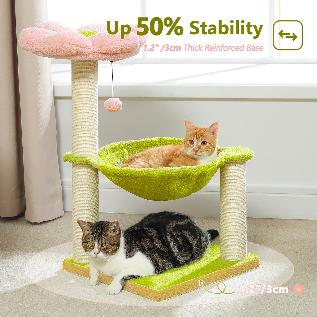 71cm Flower Cat Tree with Hammock & Scratching Post