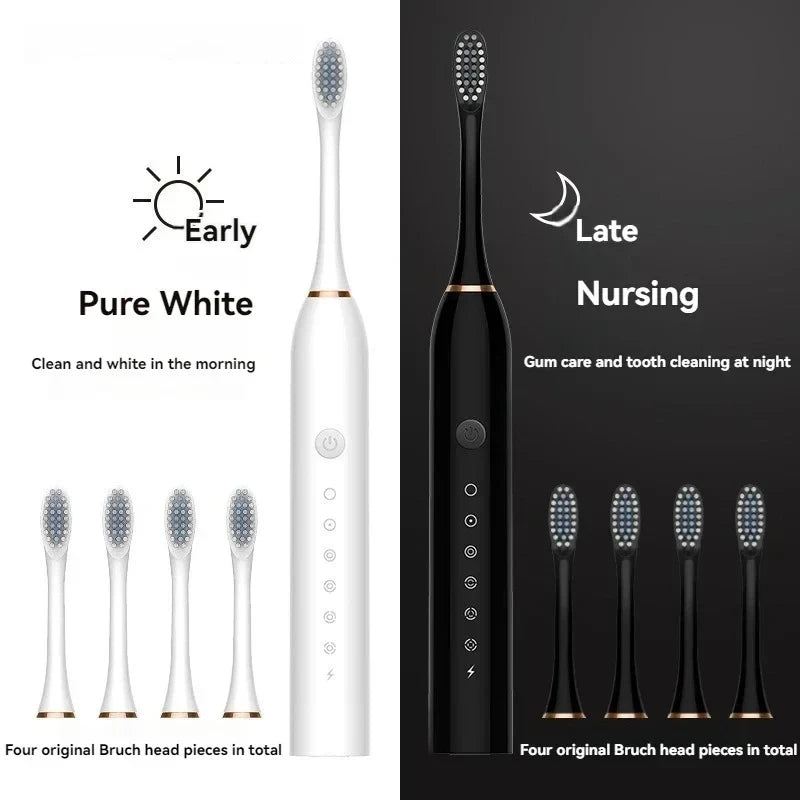 Rechargeable Electric Toothbrush with 4 Brush Heads
