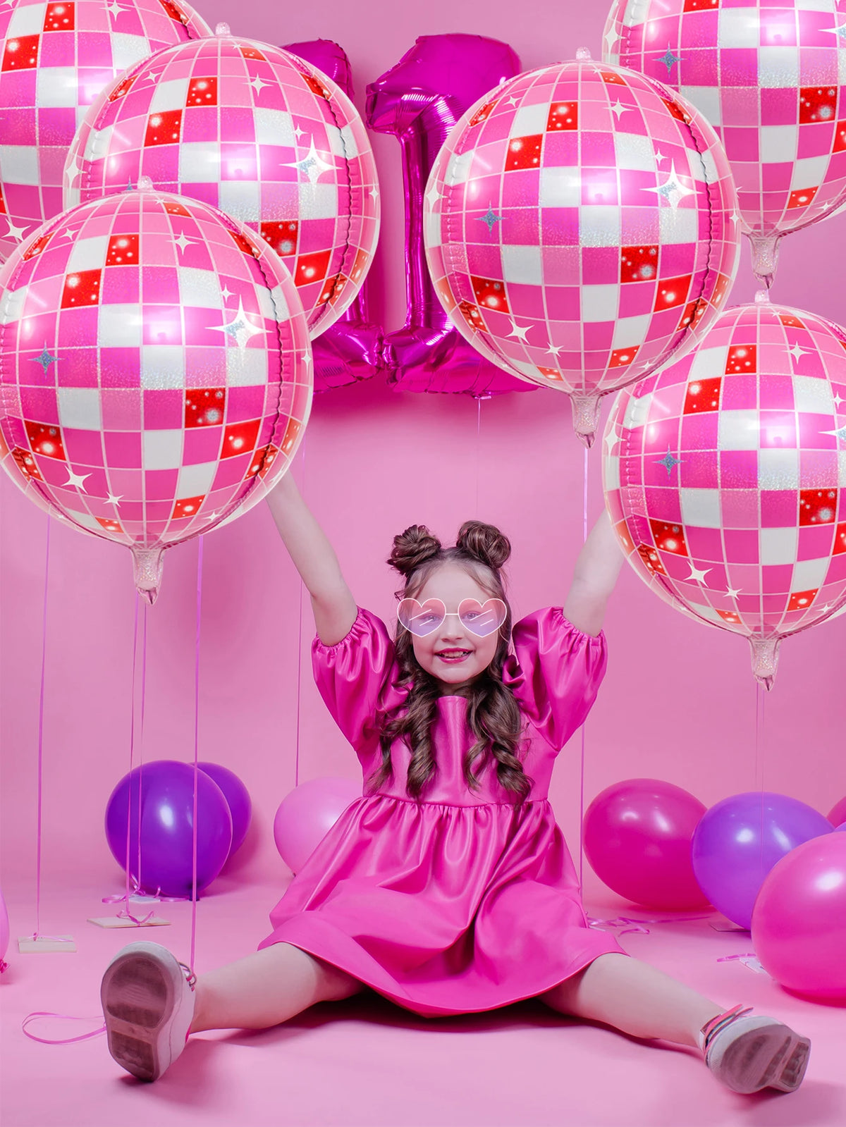 Pink 22-Inch 4D Disco Balloons, 6-Pack