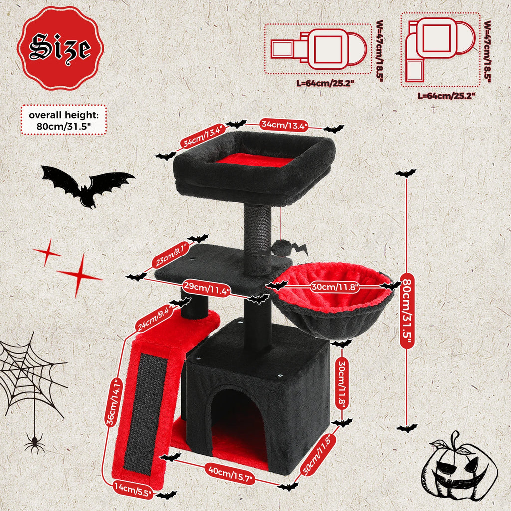 Compact Cat Tree with Removable Perch & Hammock