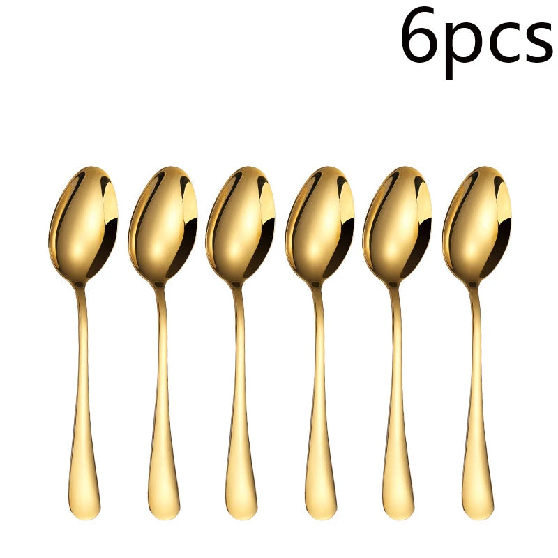 Gold-Finish Stainless Steel Flatware — 6 or 30 Pieces