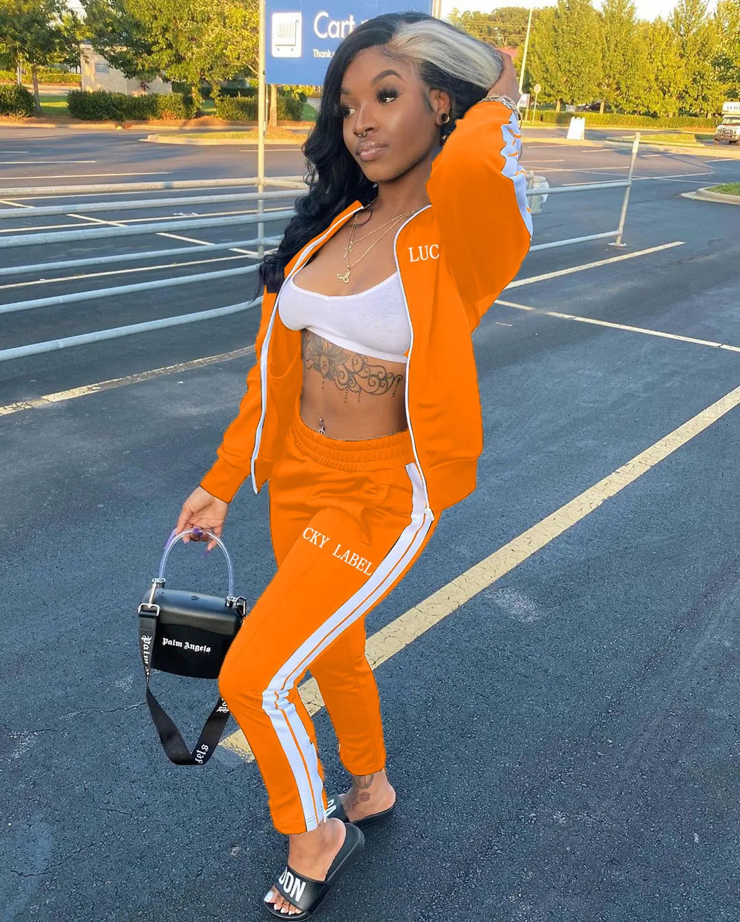 Women's Embroidered Zip-Up Top and Pants Set