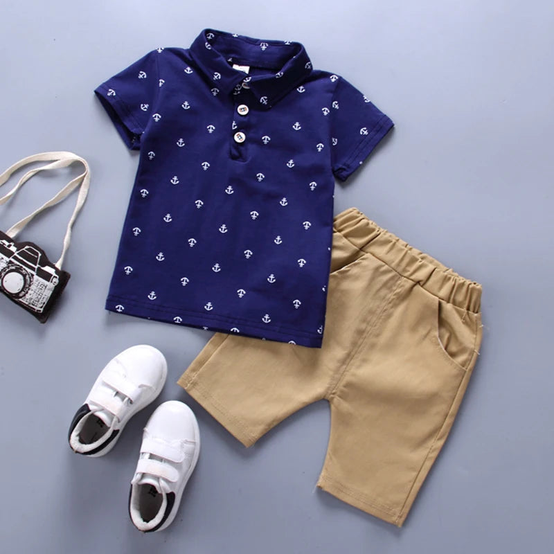 Children's Collared Shirt and Shorts Set